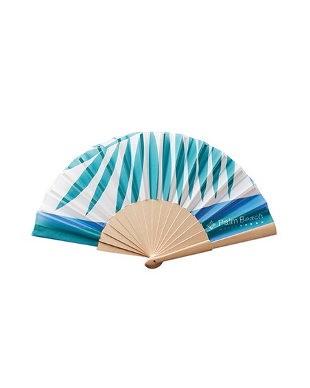 Fan with wooden sticks and full-color custom fabric