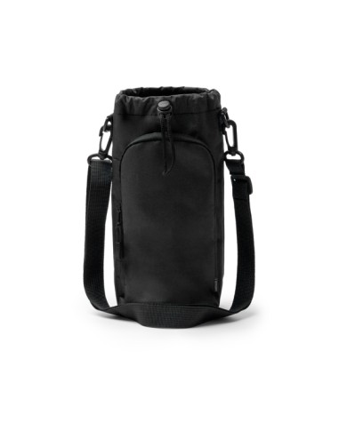 Vue de face du sac bandoulière porte-bouteille noir personnalisable