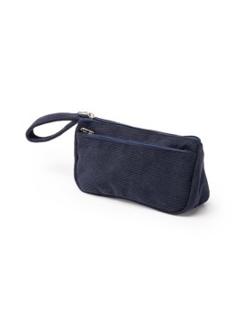 Corduroy toiletry bag with double compartment and carrying strap to personalize with your logo