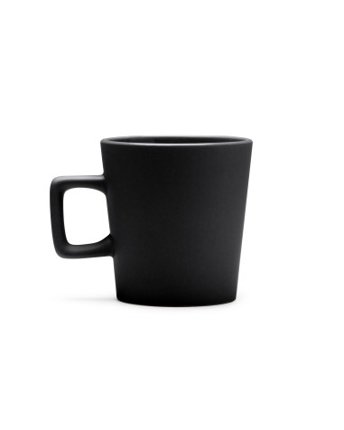 Mug promotionnel personnalisable en céramique noire mate avec anse carrée