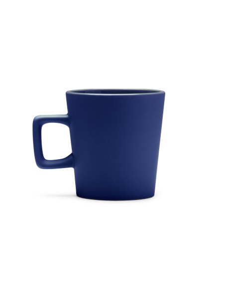 Ceramic mug with a modern design, square handle, and matte finish, with the option to personalize it with your logo.