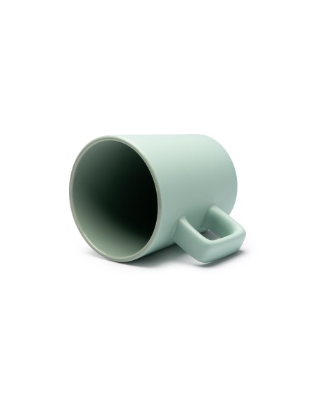 Side view of the ceramic mug with square handle and Galvan matte finish