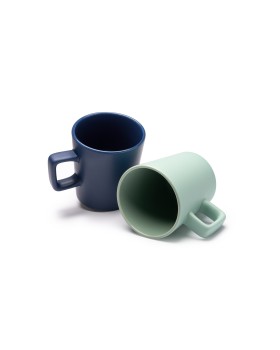 Ceramic mug with a matte finish and square handle, customizable for advertising 2