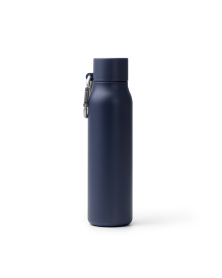 Bouteille isotherme personnalisable de 550 ml en acier inoxydable recyclé avec mousqueton - CUBEL