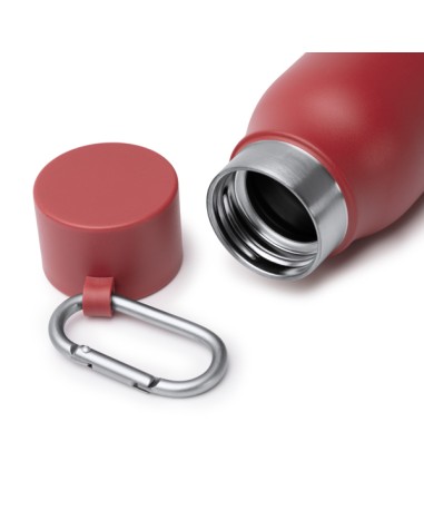 Detailed view of the cap with carabiner for transporting the CUBEL double-layer stainless steel drum.