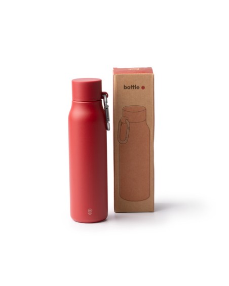 bidón de acero inoxidable de doble capa de 550ml para regalos personalizados con caja de cartón reciclado individual.