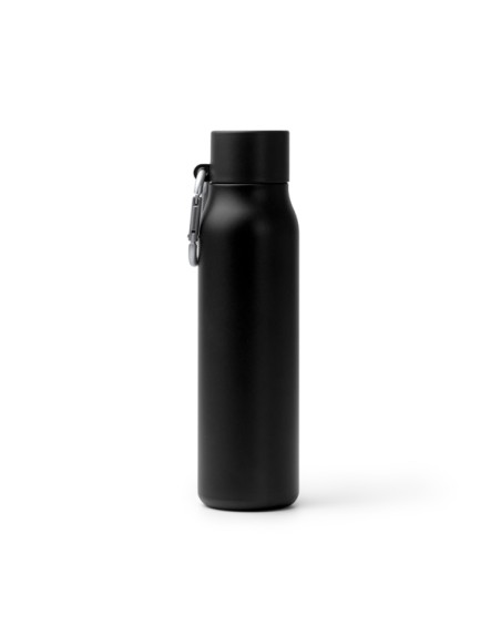 Bouteille isotherme personnalisable de 550 ml en acier inoxydable recyclé avec mousqueton - CUBEL