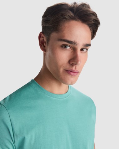 detalle del cuello redondo de la camiseta de manga corta de algodón Stafford idea para publicidad y ropa laboral