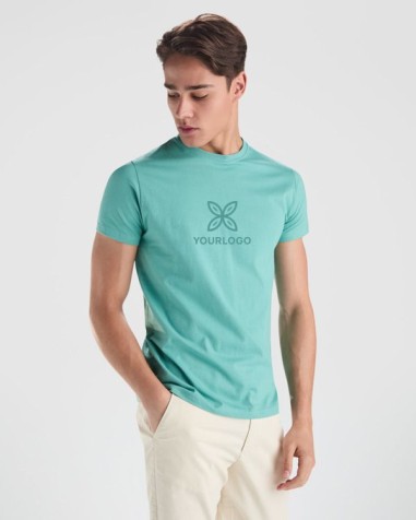 noi amb la samarreta Stafford de cotó de màniga curta i coll rodó personalitzada amb un logotip al pit