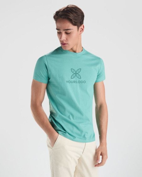 noi amb la samarreta Stafford de cotó de màniga curta i coll rodó personalitzada amb un logotip al pit