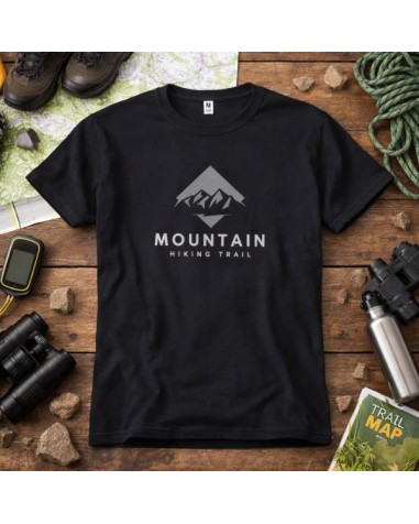 vista frontal de la camiseta Stafford de manga corta y algodón de color negro, personalizada con un logo en el pecho a 2 colores