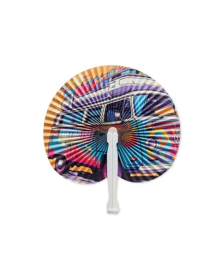 CUSTOM FULL-COLOR PHOTO QUALITY PAPER FAN WITH WHITE PLASTIC RIBS