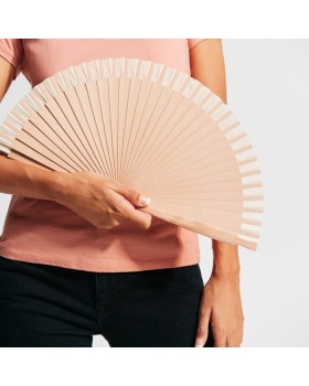 Éventail élégant en bois naturel et tissu de coton spécial, personnalisé pour les mariages et les événements élégants 2