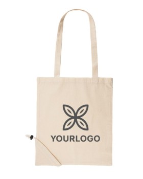 Bossa compra plegable de cotó105g/m2 amb nanses llargues (37x41cm)