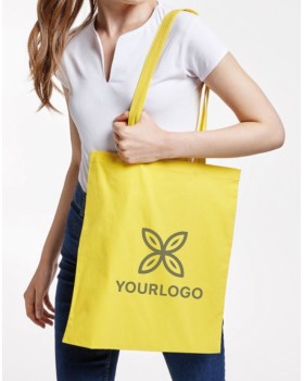 Bolsa algodón de color negro con asas largas ideal ferias y publicidad personaliada con tu logo 2