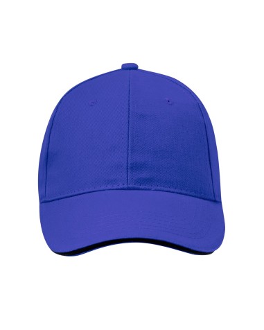 Front view of the customizable blue RUBEC cap