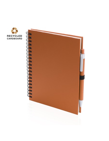 Libreta (18x15cm) y bolígrafo cartón reciclado - Koguel