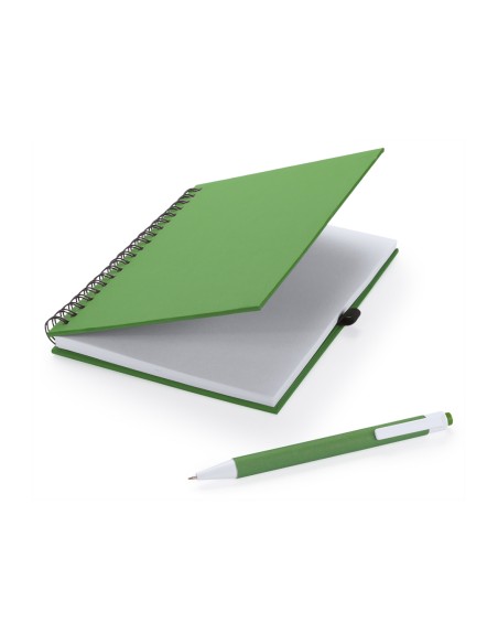 Libreta (18x15cm) y bolígrafo cartón reciclado - Koguel