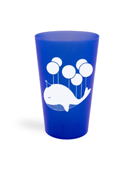 Vaso reutilizable con diseño personalizado color azul