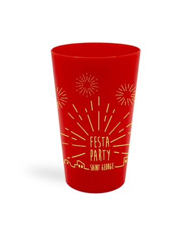 Gobelet réutilisable avec design rouge personnalisé