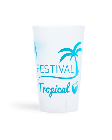 Reusable cup with personalized design in translucent color