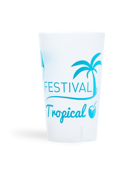 Vaso reutilizable con diseño personalizado color traslucido