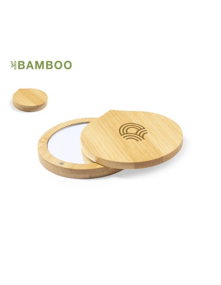Miroir de Poche Pliable Personnalisable en Bambou - Susil