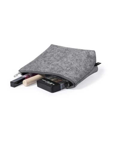 Sparkling grey felt toiletry bag, ideal for personalizing with your logo