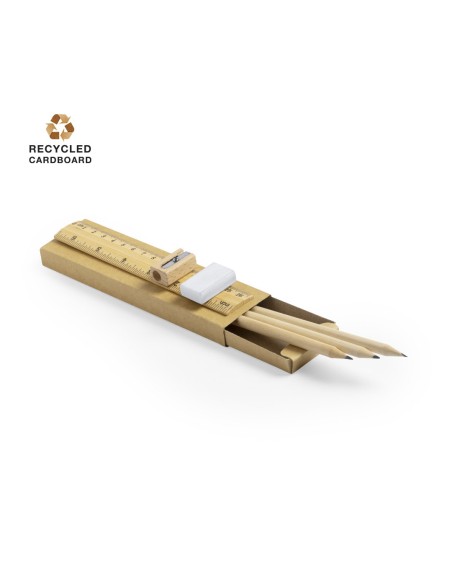 Customizable recycled cardboard and wood writing set - Dony