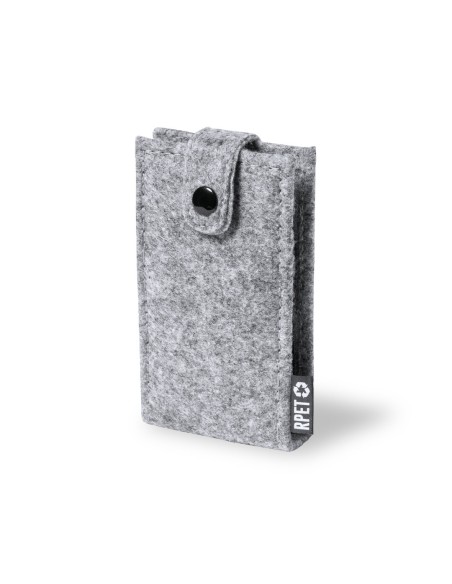 Vue de la trousse de manucure fermée en feutre recyclé.