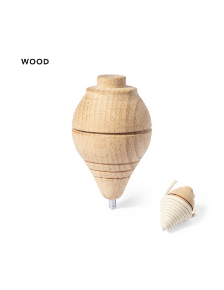 Classic wooden spinning top customizable with my logo