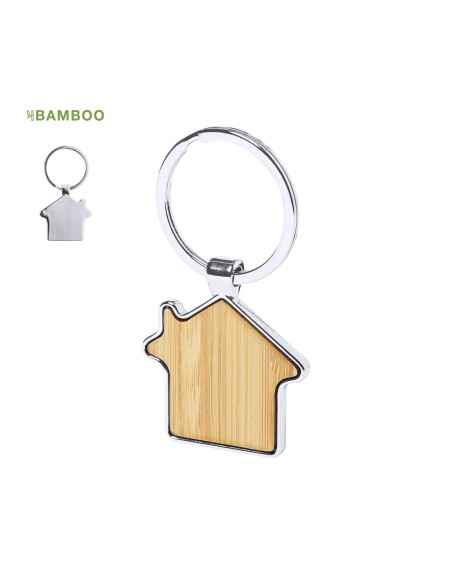 House shaped keychain in bamboo - Cutum