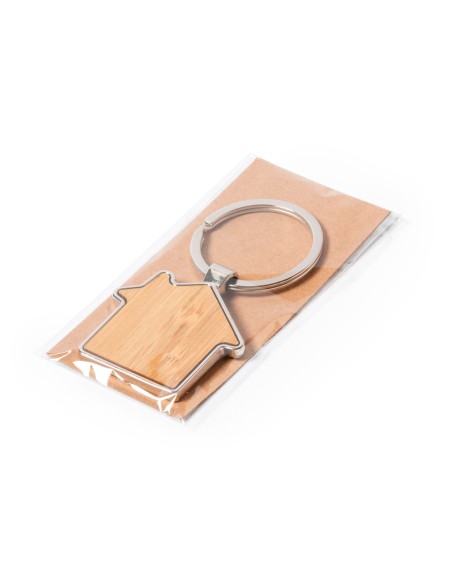 House shaped keychain in bamboo - Cutum