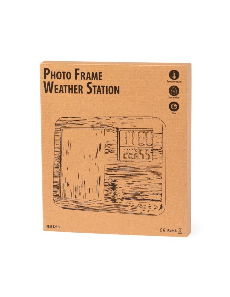 Bamboo desktop photo frame with weather station - Krent