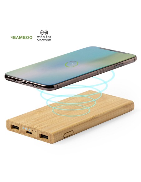 Bateria carregador Sense fil de bambú 6000mAh - Kalery