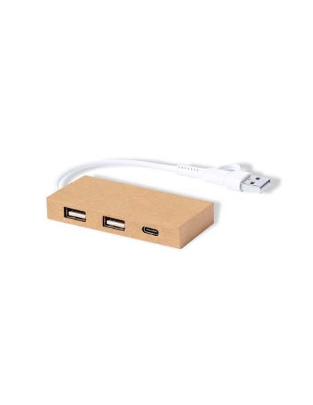 Port USB (1 port Type C, 2 ports USB 2.0) en carton recyclé - Hasgar