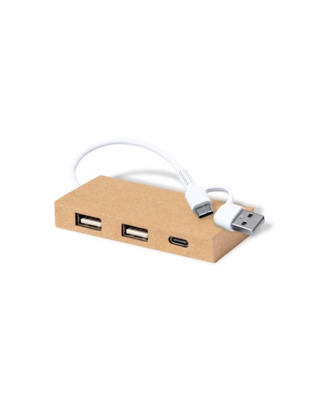 Puerto USB (1 Puerto Tipo C, 2 Puertos USB 2.0) cartón reciclado - Hasgar