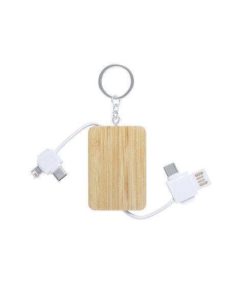 Llavero con cable Cargador (Tipo C, Micro USB, Lightning) - Rusell