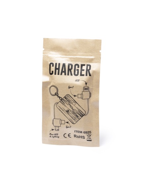 Porte-clés avec câble de chargeur (Type C, Micro USB, Lightning) - Rusell