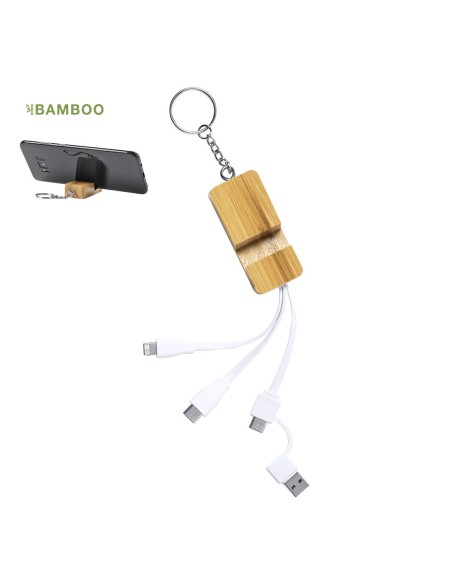 Keychain with multi-connection charger cables and mobile support - Drusek