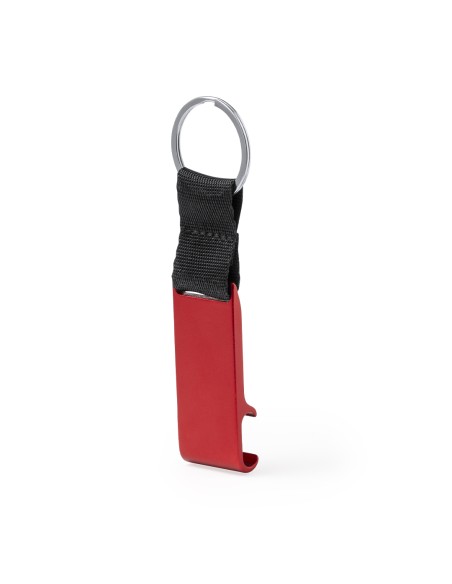 Recycled aluminum keychain with mobile phone holder function - Fique
