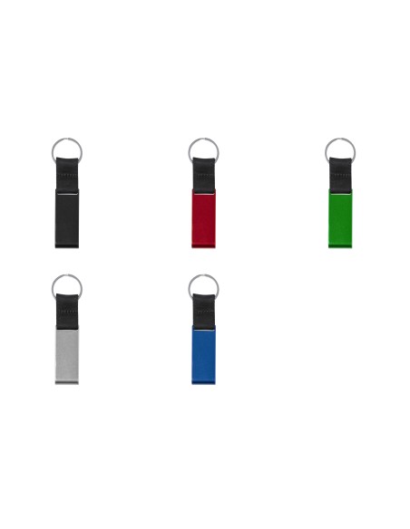 Recycled aluminum keychain with mobile phone holder function - Fique