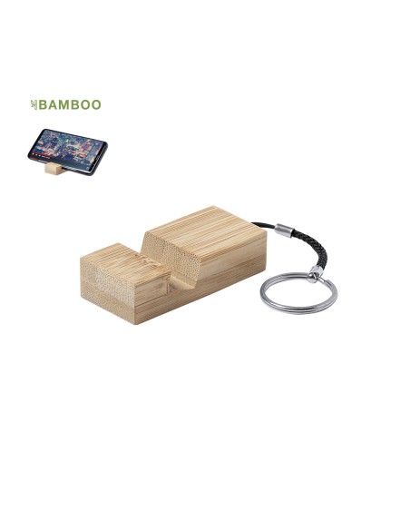 Customizable Bamboo Mobile Holder Keychain - Maros
