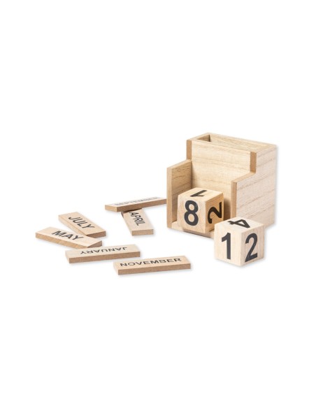 Wooden pencil holder with perpetual calendar - Laorek