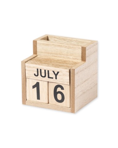 Wooden pencil holder with perpetual... Wooden pencil holder with perpetual...