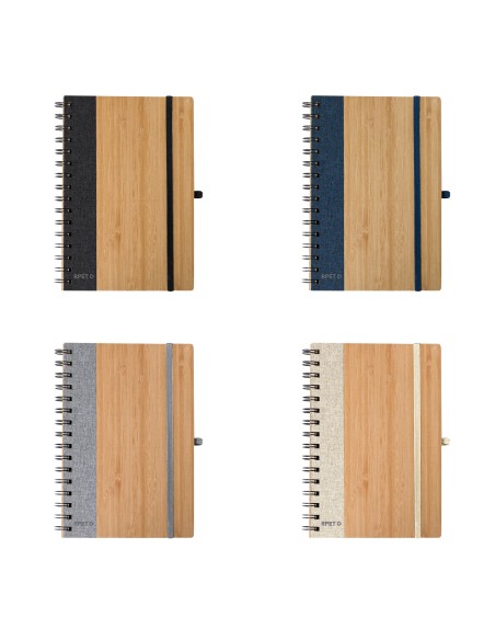 A5 notebook with bamboo covers and 80 recycled plain sheets - Gasmon