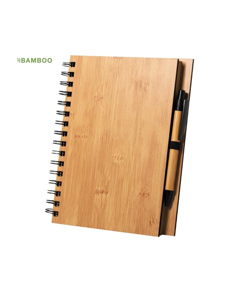 Notebook (17x21.5x1.8cm) bamboo covers, 80 lined sheets and pen - Polnar