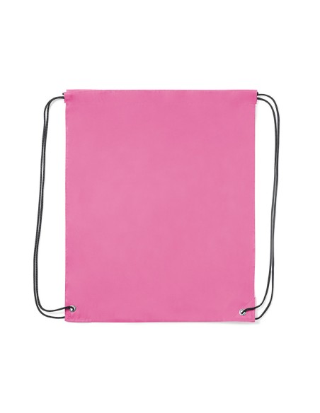 Customizable pink polyester drawstring backpack