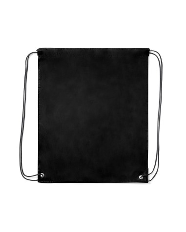 Customizable black polyester drawstring backpack