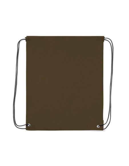 Customizable brown polyester drawstring backpack